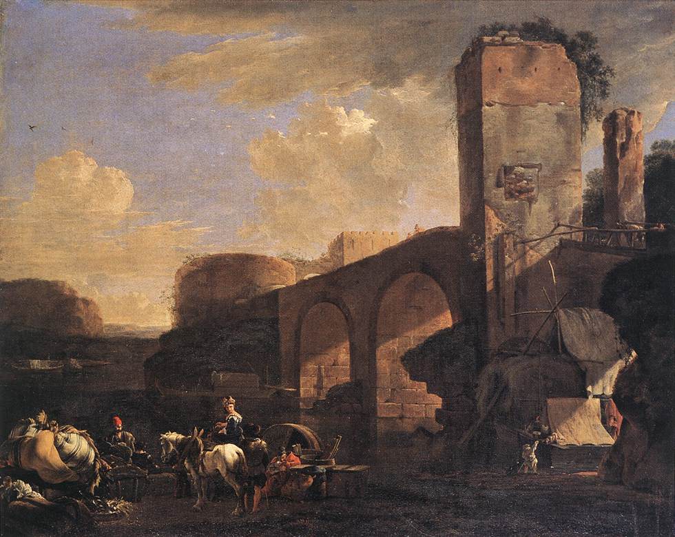 Italianate Landscape with a River and an Arched Bridge nn